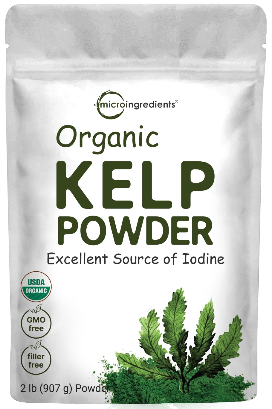 Organic Kelp Powder, 2lbs | Sustainably US Grown, Raw Ascophyllum Nodosum Source | Rich in Iodine for Thyroid Support, Body Scru