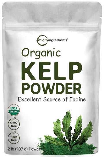 Organic Kelp Powder, 2lbs | Sustainably US Grown, Raw Ascophyllum Nodosum Source | Rich in Iodine for Thyroid Support, Body Scru