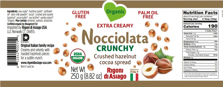 Nocciolata - Spread Organic Hazelnut Cocoa Crunch - Case Of 6-8.82 Ounces