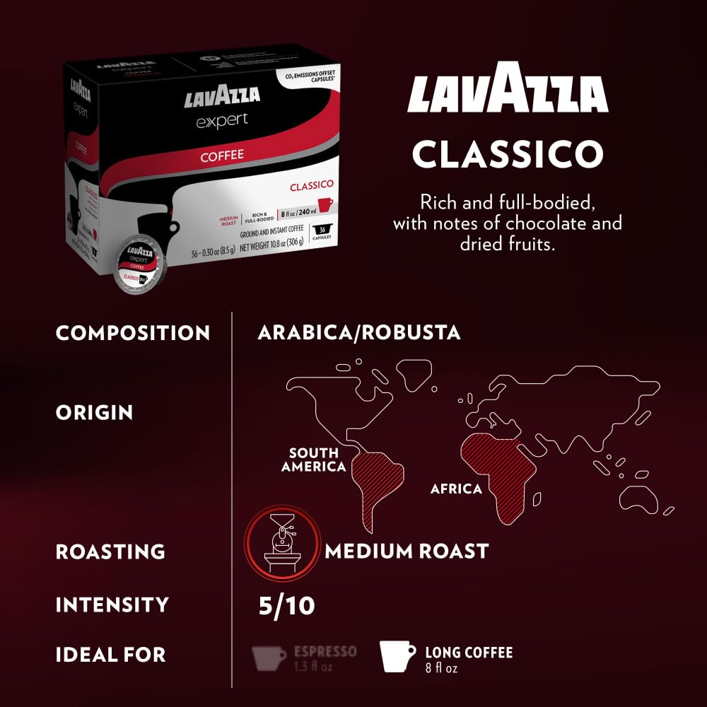 Lavazza Expert Variety Pack Espresso compact pieces, Light, Medium, Dark Roast, 36 Count, Compatible with Lavazza Classy Machines