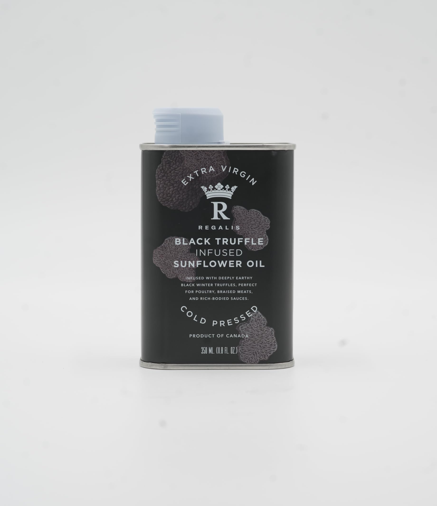 Regalis Cold Pressed Black Truffle Oil, Gourmet Finishing Oil, Non-GMO, 350ml, Premium Metal Tin
