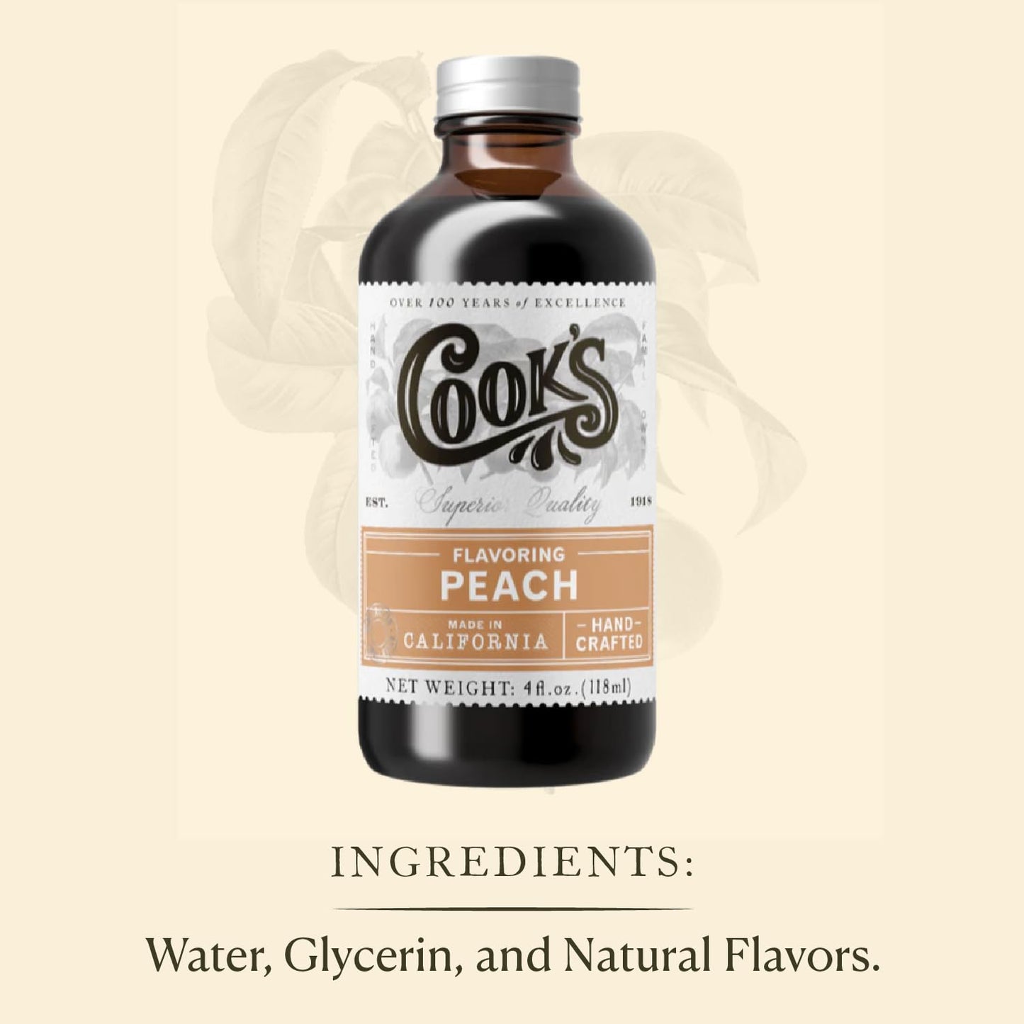 COOKS Peach Flavoring for Baking & Preserves, 4 Fl Oz