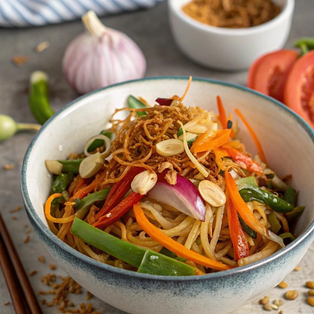 Maemai Medium Spice (Spicy) - Crispy Onions & Garlic Flakes - Crunchy All-Purpose Seasoning, Keto, Salad Toppings, Fried Onions - Ramen, Rice Seasoning, Vegan, Gluten-Free | 3.17Oz (90G)