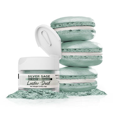 Luster Dust - Silver Sage (4g 1x Jar) | Edible Vegan Dust & Paint for Cake Decorating, Ice Cream, Desserts, Cocktails and Bevera