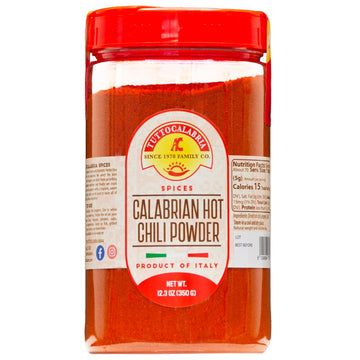 Tuttocalabria Chili Powder, Calabrian Hot Chili Powder, Spicy Italian Seasoning, 350 Gm (12.3 Oz) All Natural, Non-Gmo, Product Of Italy