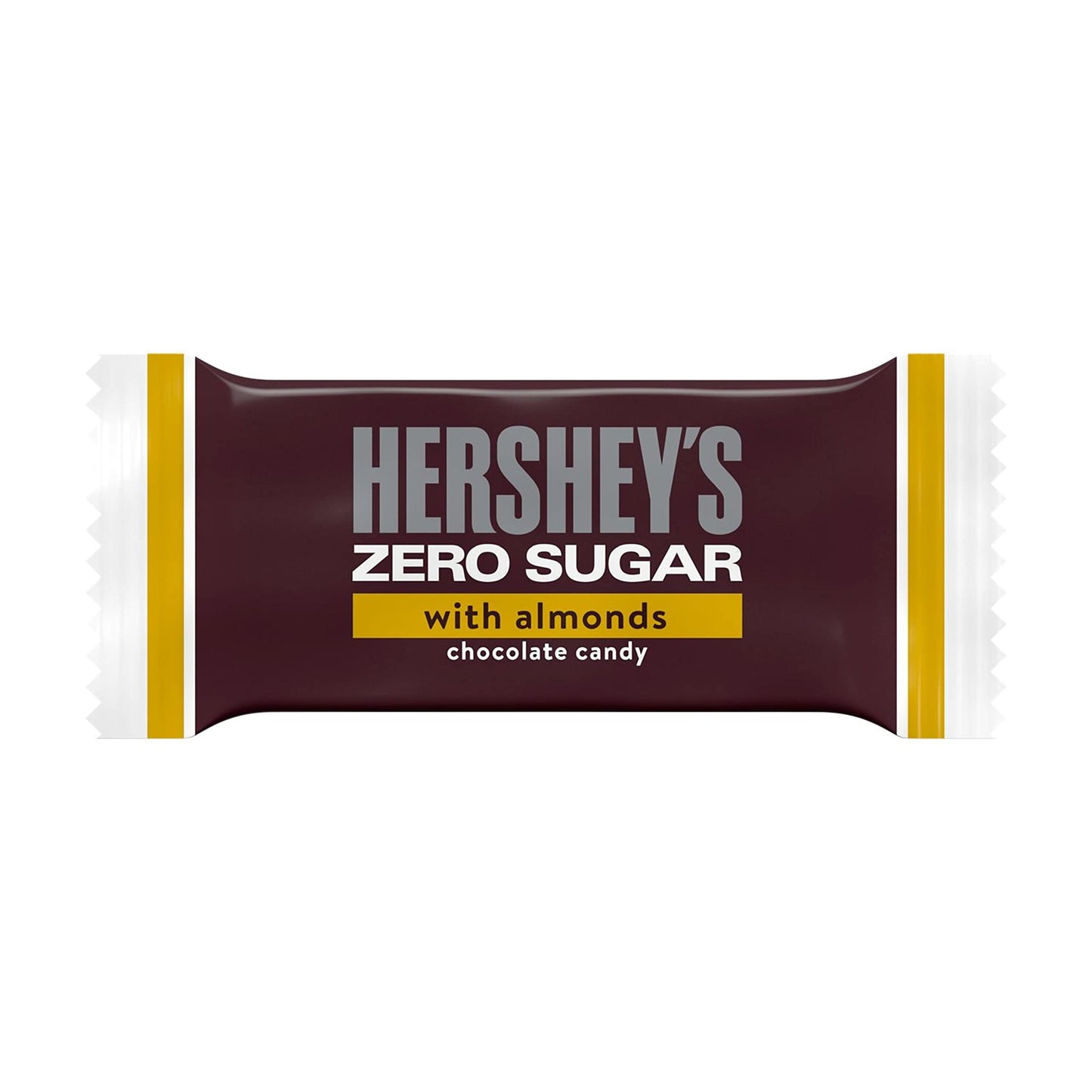 HERSHEYS Zero Sugar Chocolate with Almonds Candy Bars, Individually Wrapped, Aspartame Free, 5.1 oz Bag