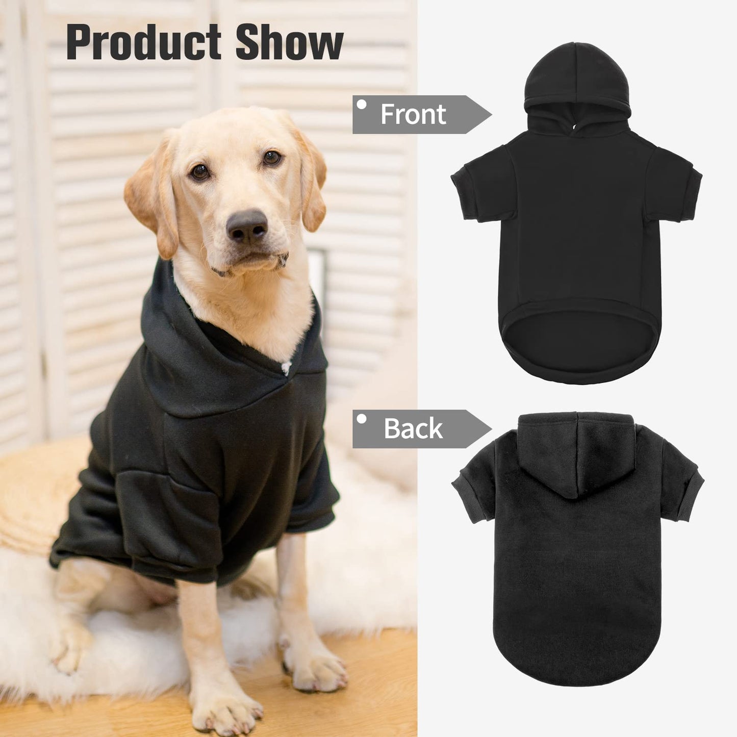 Bingpet Dog Hoodies-Fleece Lined-Hooded Pullover For Dog Cat In Cold Weather
