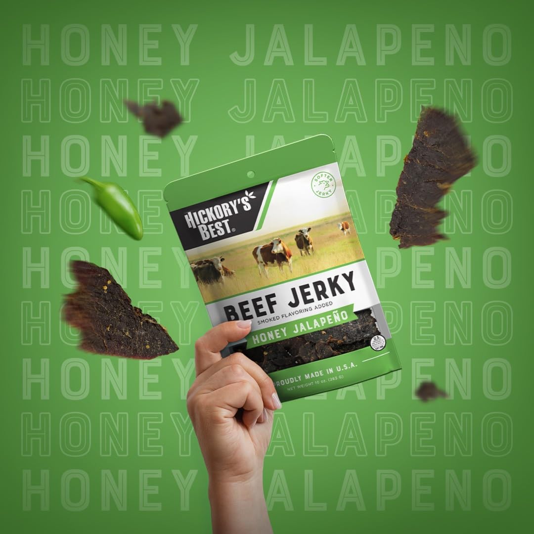 Hickory'S Best Honey Jalapeno Beef Jerky 3 Oz (Pack Of 1) | Soft & Tender| Usa Made | High Protein | Low Fat | Zero Trans Fat |