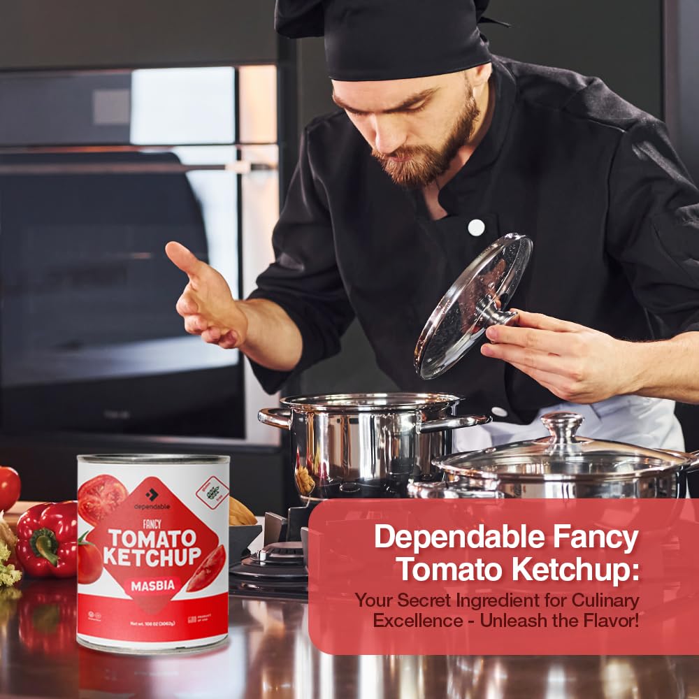 Dependable Foods Tomato Ketchup - 7.188 Lbs., 115Oz.- Fancy Tomato Ketchup In Bulk Can - Gluten-Free, Vegan, Kosher