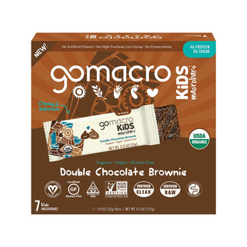 Gomacro Kids Macrobar Organic Vegan Snack Bars - Double Chocolate Brownie (0.90 Ounce Bars, 7 Count)