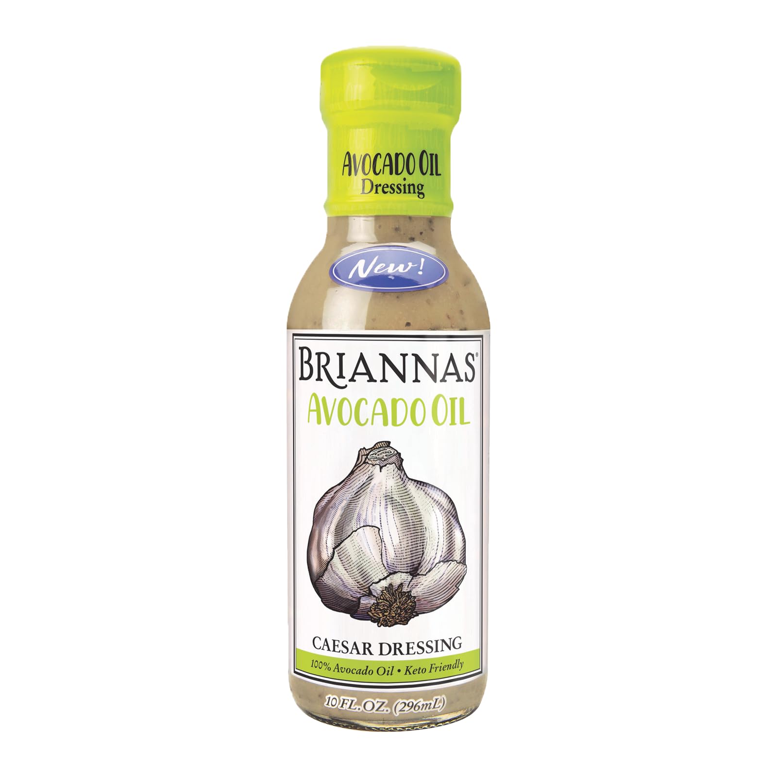 BRIANNAS Avocado Oil Caesar Dressing - Keto Friendly, Dairy Free - 10 Fl Oz Bottle