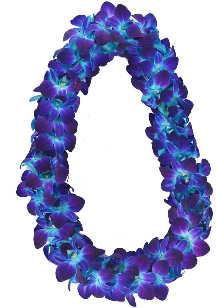 Sunne Tropical Fresh Orchid Loose Bloom DIY Lei, 50 BLUE, Model ORC-LBS-BLU50, Food & Drink Decoration