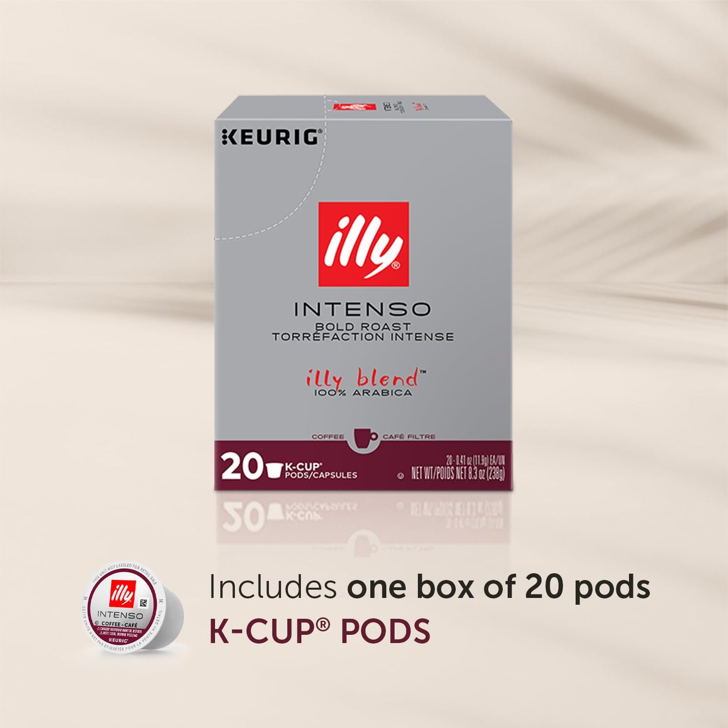 Illy Coffee K Cups for Keurig Machines - Intenso Dark Roast, 20 Count - Bold Flavor with Cocoa & Dried Fruit Notes