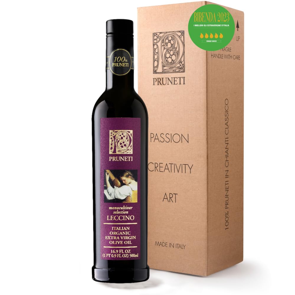 Pruneti Organic Extra Virgin Olive Oil, 16.9 Fl Oz, 400+ mg/kg Polyphenols, First Cold Pressed, Green
