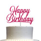 RokAPary Happy Birthday Cake Topper - Sturdy Double-Sided Glitter, Acrylic, Fuchsia
