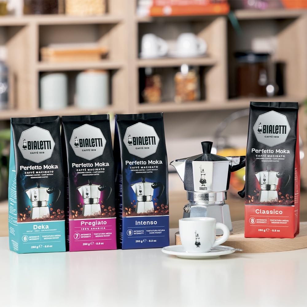 Bialetti Moka Café Moulu Intenso Dark Roast Coffee, 250g (8.82 oz), Plastic, Model 8006363031608
