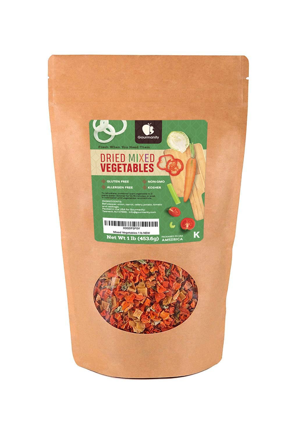 1Lb Tasty Vegetable Soup Blend, Dehydrated Vegetables For Ramen Toppings, Stews, And Emergency Food, Bulk Resealable Bag, All Natural And Non Gmo