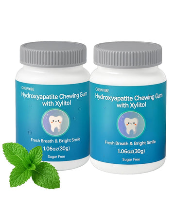 TemphytBong Remineralizing Chewing Gum - Sugar-Free Mastic Mint, Enamel Protection, 60g (2 Bottles), Green