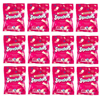 Smarties Squashies Raspberry & Cream Gummies - Bulk Box of 12 Count, 5 oz Bags, Gluten-Free, Soft Chewy Foam Candy