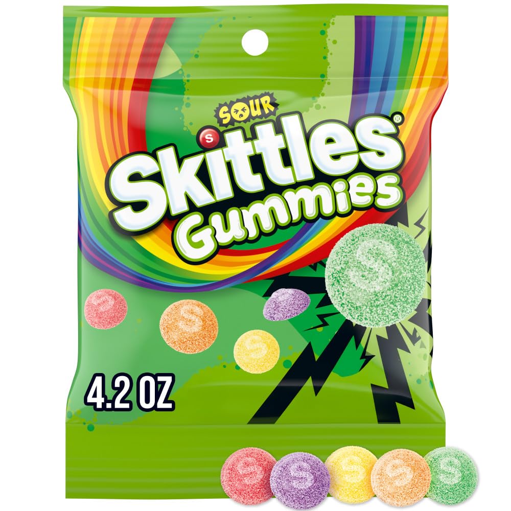 SKITTLES Gummies Sour Tart Gummy Candy  4.2 Oz Bags (Pack of 12) Bulk Candy