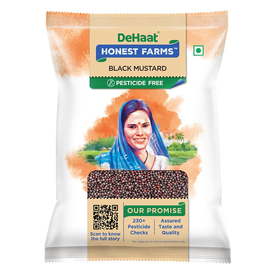 DeHaat Honest Farms Whole Black Mustard Seeds (Kali Rai) | Bold & Aromatic Flavor | Ideal for Indian Cooking, Tempering, Picklin