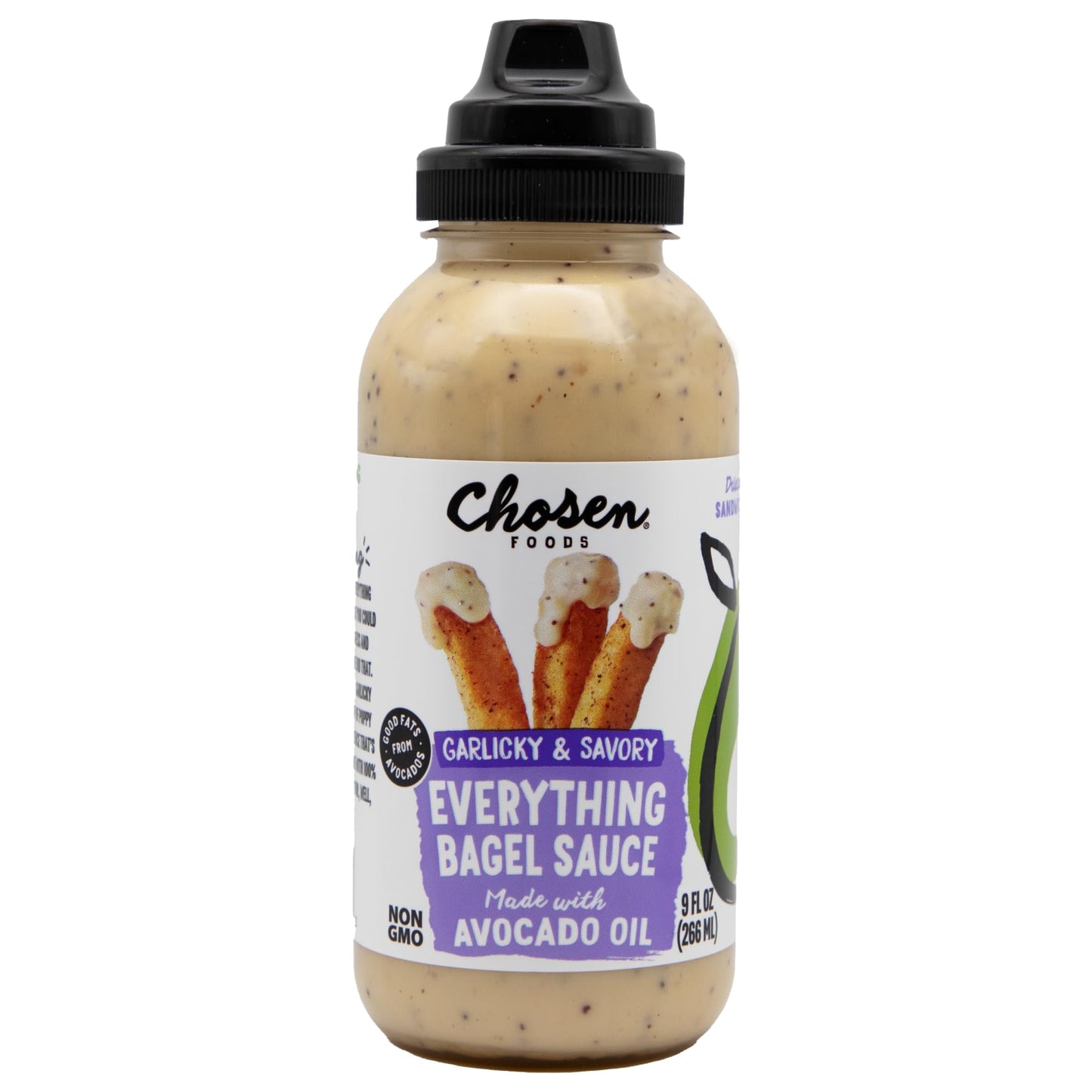 Chosen Foods Everything Bagel Sauce, for Hamburgers, Sandwiches, Nuggets, Wings, Fries, and More 9 floz