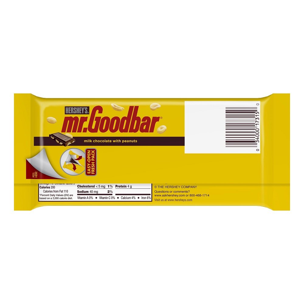 Mr. Goodbar Chocolate Candy Bar with Peanuts, 4.4 Oz, Pack of 12