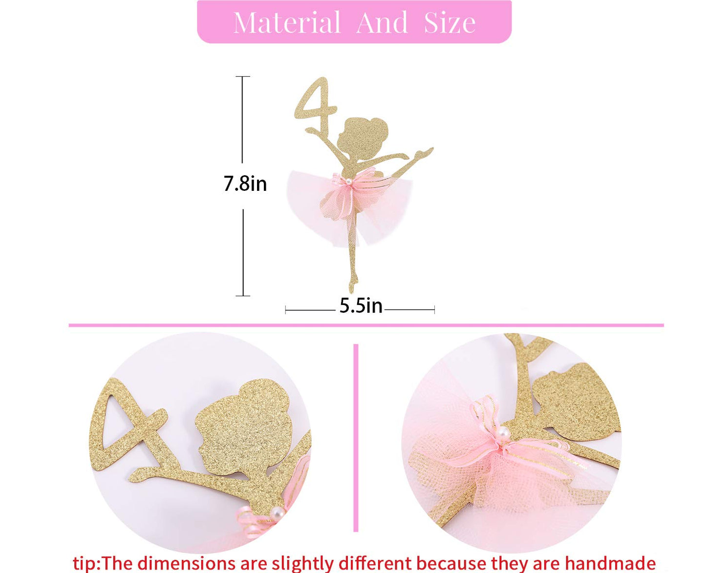 WAWUO Ballet Cake Topper - Ballerina Birthday Decoration - 1 Count - Paper - Ballerina 4