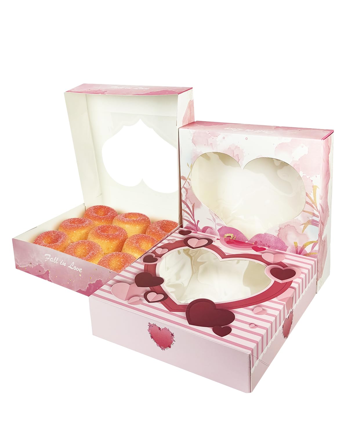 Qiqee Auto-Pop Up 10X10X2.5 Inch Pie Boxes With Window 30Packs Cookie Donut Bakery Box