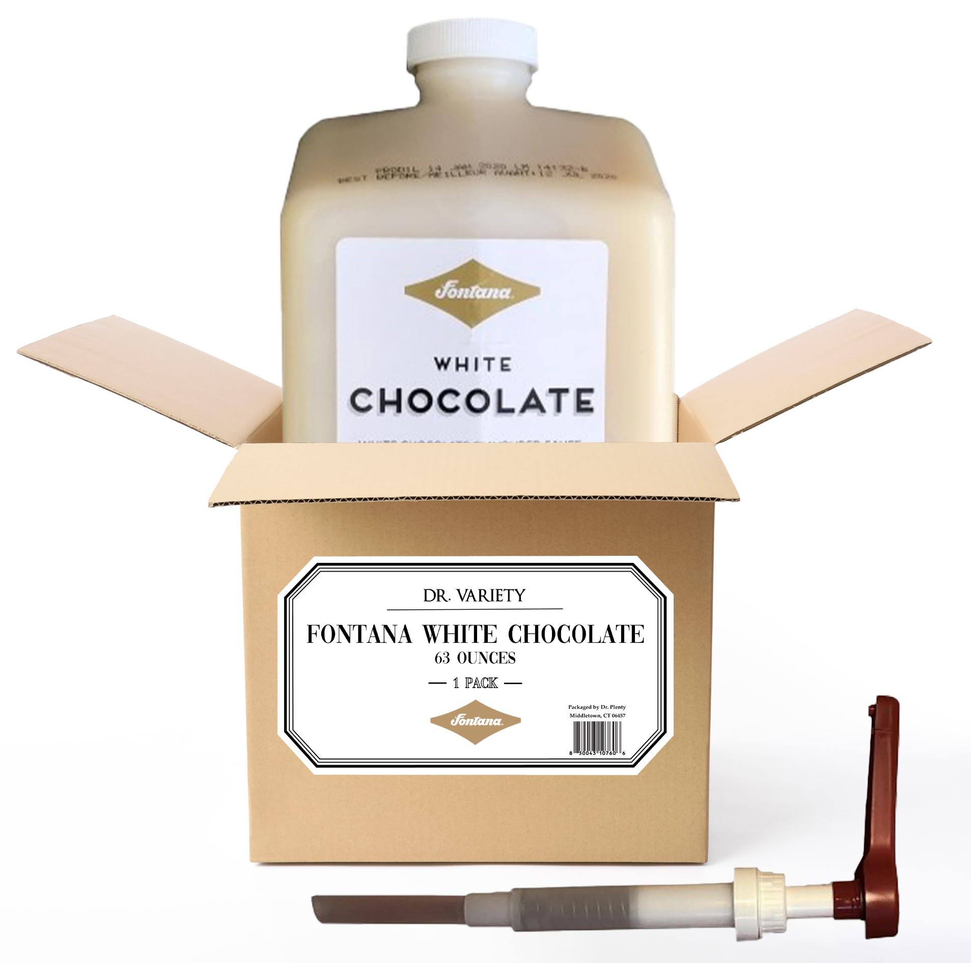 Fontana White Chocolate Mocha Sauce - 63 fl oz, Coffee Latte Beverage, Dessert, Baking Base Flavoring - Dispensing Pump Included