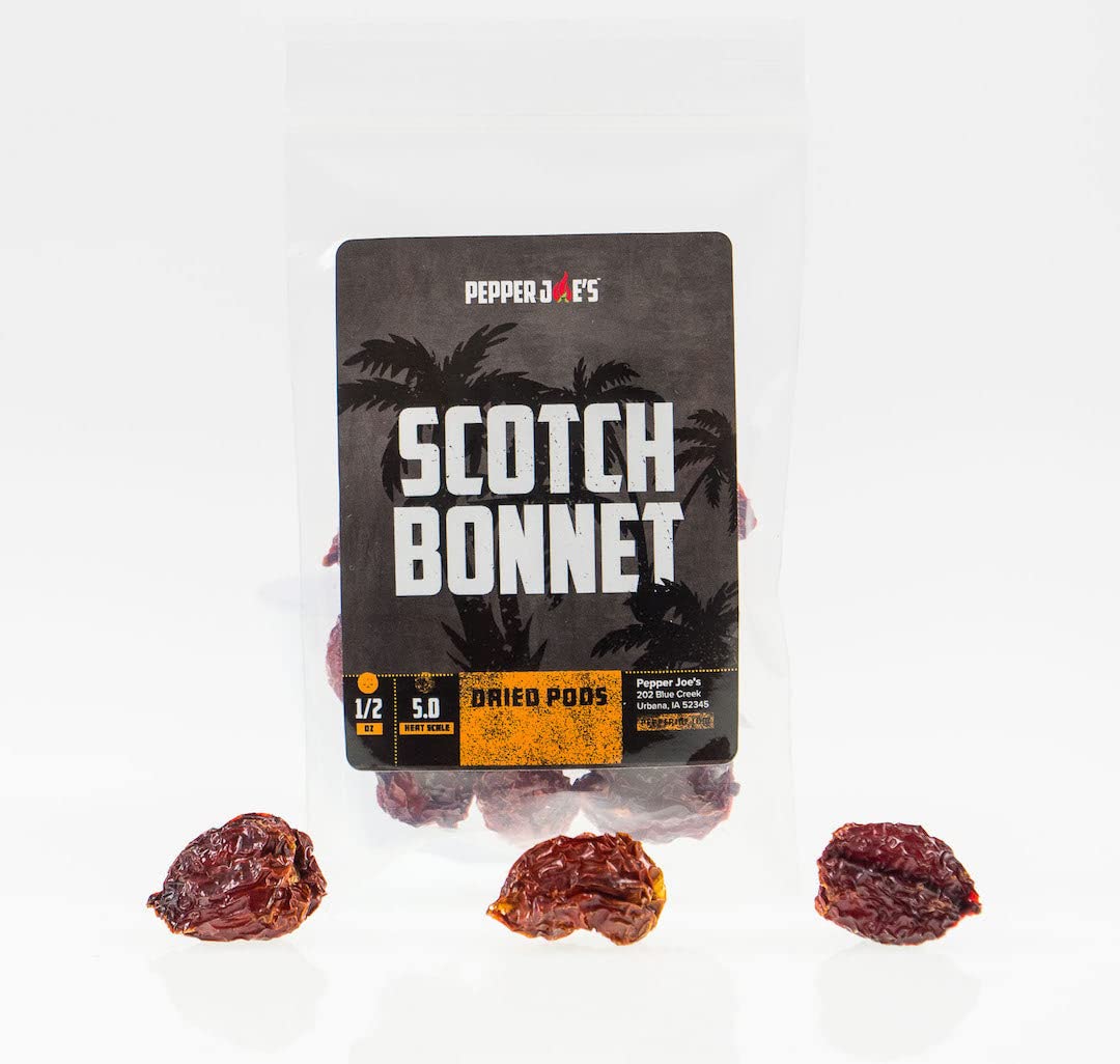 Pepper Joes Dried Scotch Bonnet Peppers - 1/2Oz Bag Of Dehydrated Hot Pepper Pods - Whole Dried Chili Peppers For Cooking And Sp