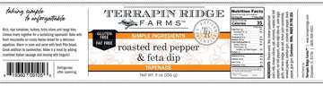 Terrapin Ridge Farms Roasted Red Pepper and Feta Dip, 9 Ounce Jar