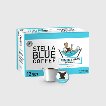 Stella Blue Single-Serve Coffee Pods, Positive Vibes - Light Roast, 12 Count, 100% Arabica Coffee Ethically & Sustainably Source