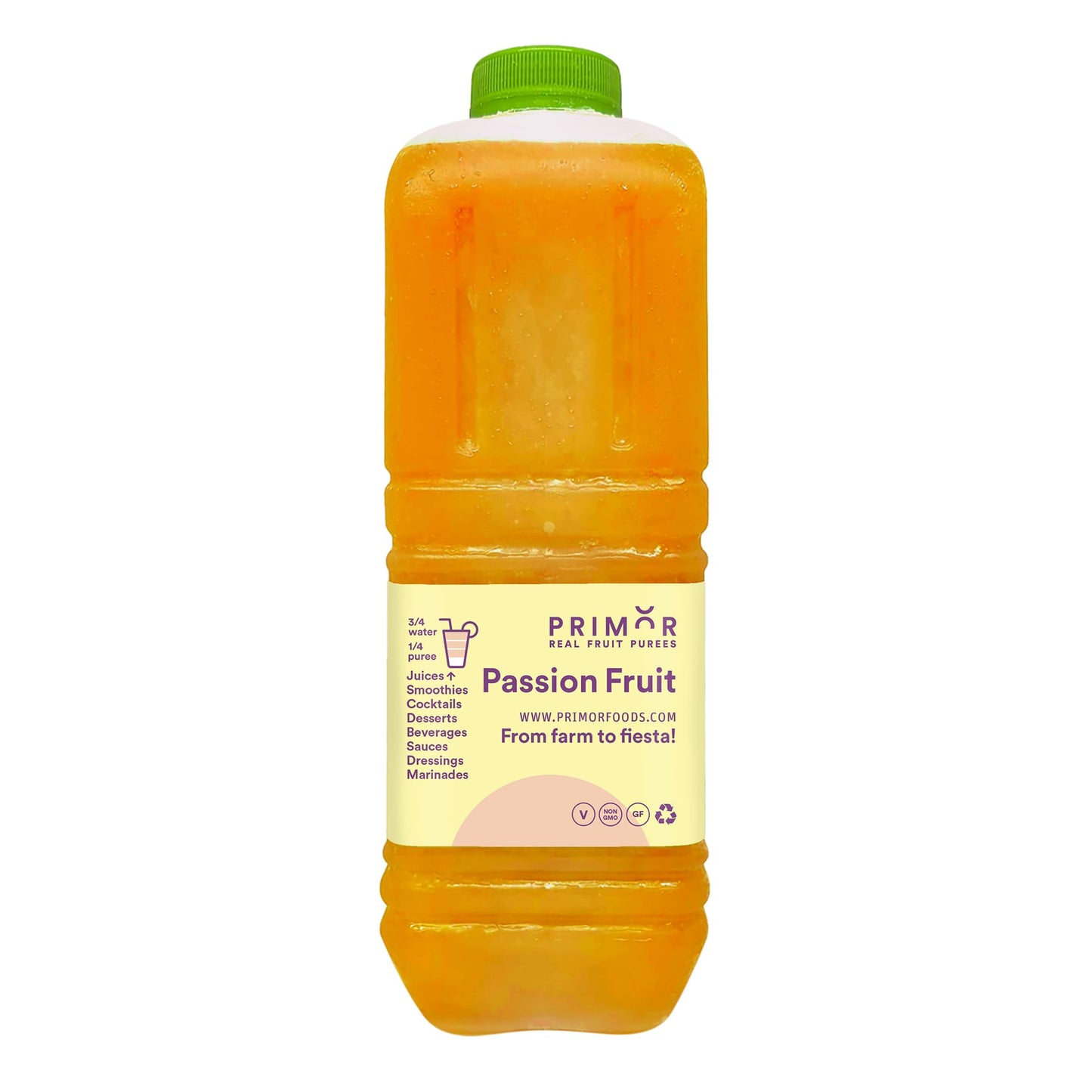 PRIMOR Fruit Purees Passion Fruit - 64 Fl Oz, Made with Real Fruit, Ideal for Juices, Smoothies, Desserts and More