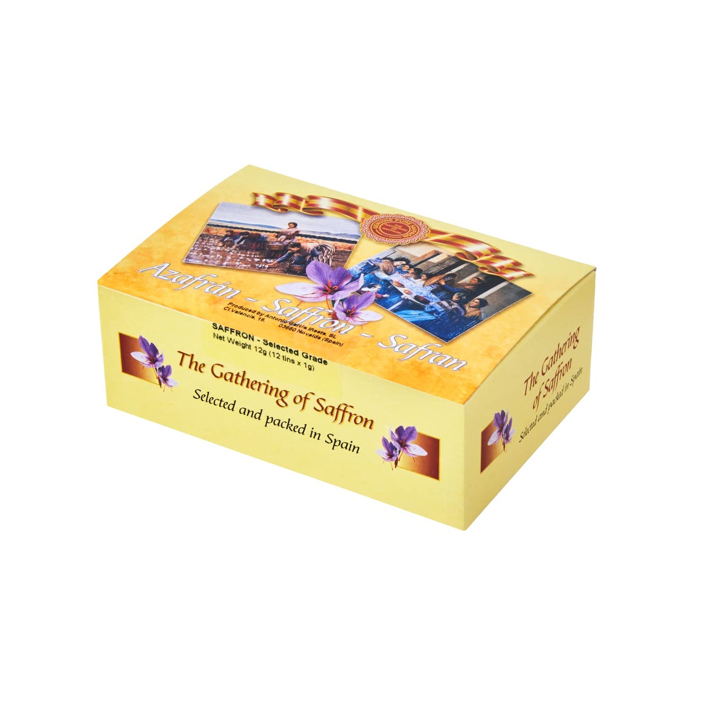 The Gathering of Saffron Pure Spanish Saffron Threads, Premium Grade, 12 Tins of 1 Gram Each, Total 12 Grams