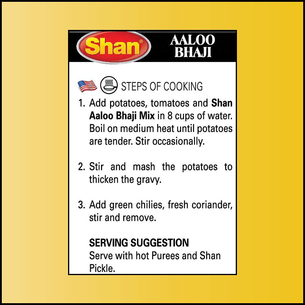 Shan Aloo Bhaji Masala - Authentic Indian Spice Mix for Potato Curry - 1.76 oz (Pack of 3) - Airtight Packaging