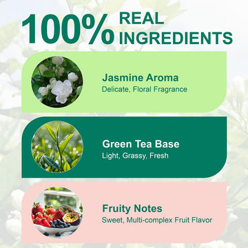 Wt Weetee Fruity Jasmine Green Tea Bags 100 Counts, Flavored Green Tea With Jasmine, Grapes, Passionfruit & Strawberry Aroma, Na