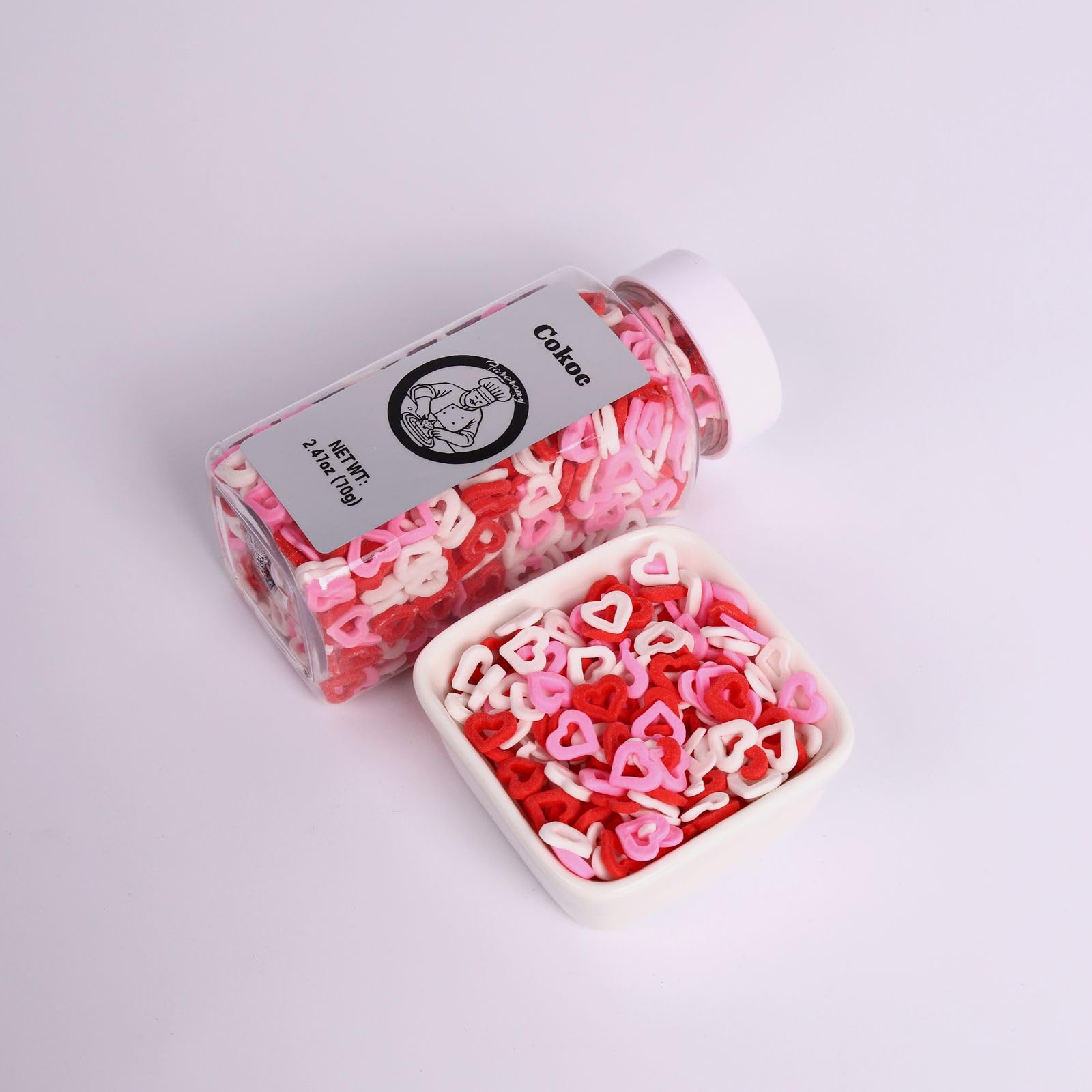 Cokoc Edible Hearts Sprinkles for Cake Decorating, Cupcakes, Ice Cream, 2.47oz, Valentines-Heart