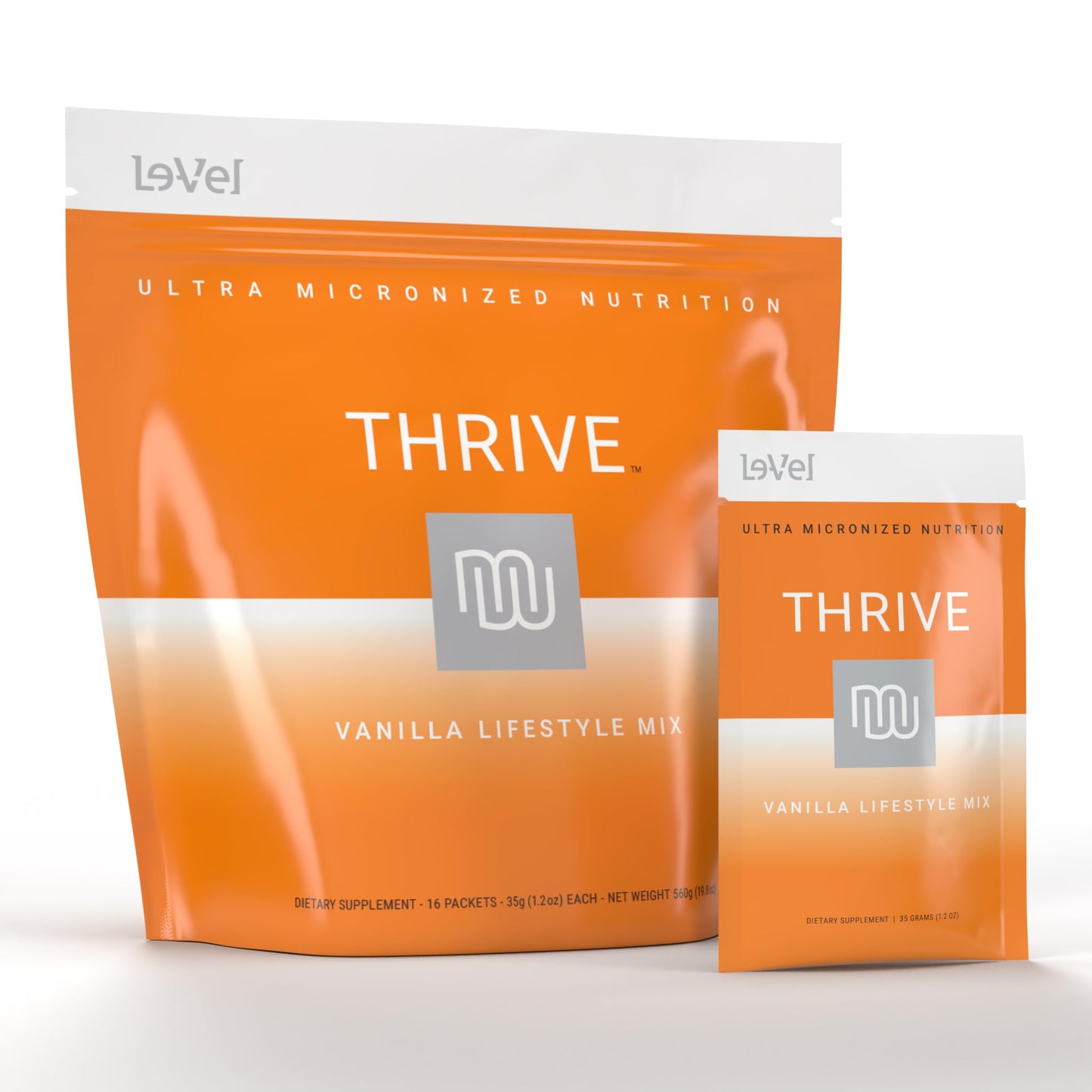 Le-Vel Thrive Protein Shake, Gluten-Free, Pea Protein, 16 Packets (35g Each), Vanilla Flavor