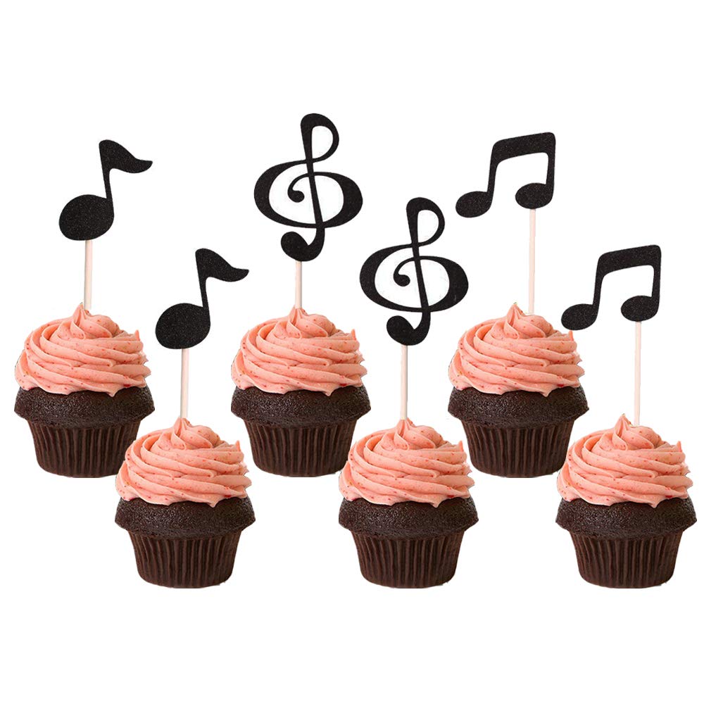 36 Pcs Music Notes Cupcake Toppers For Music Themed Party Decorations Glitter Musical Symbols Cupcake Picks For Baby Shower Birt