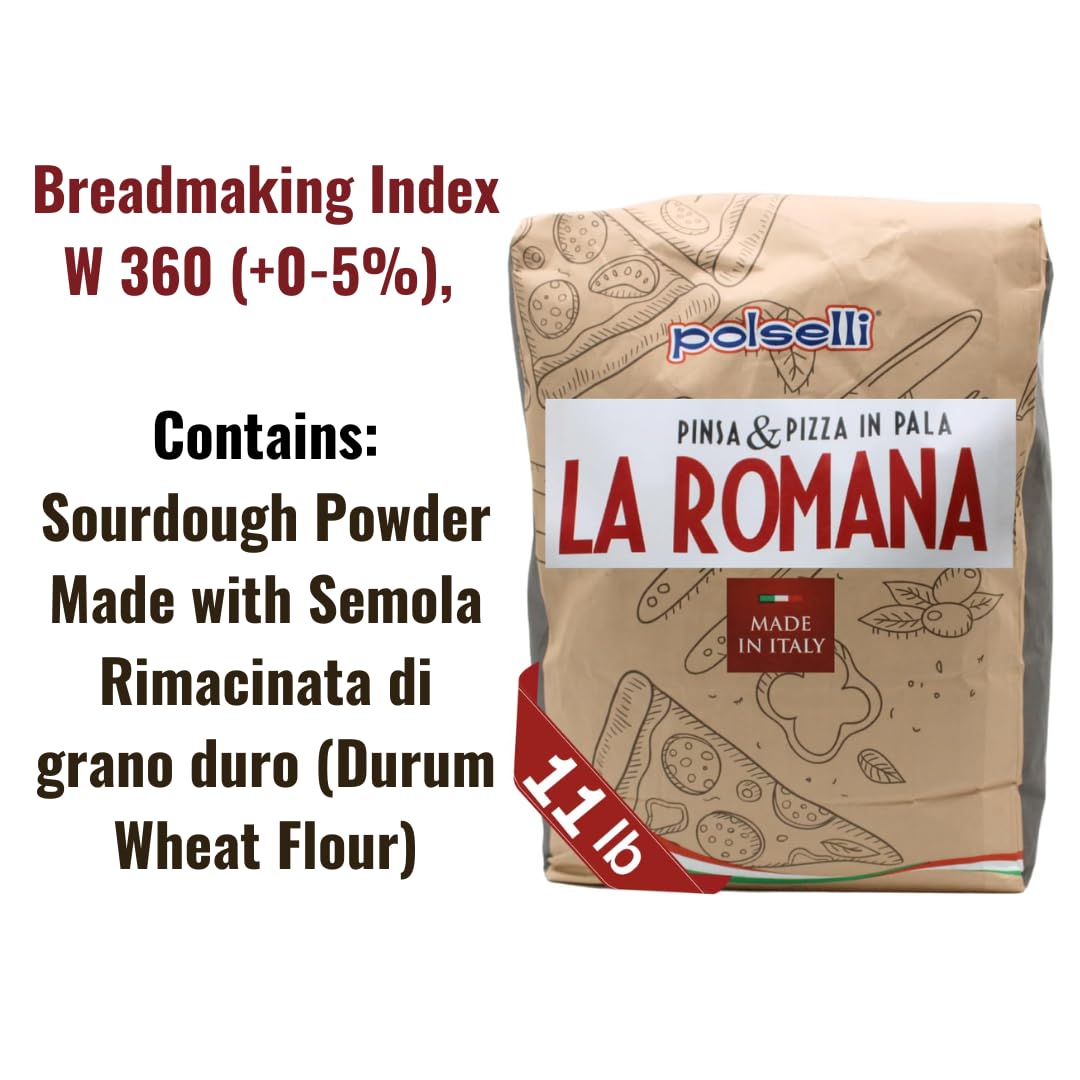 Polselli La Romana Pinsa & Pizza In Pala Flour, Type 0 Flour, Roman-Style Flour, Pizza Crust, High Protein Italian Flour, Ideal