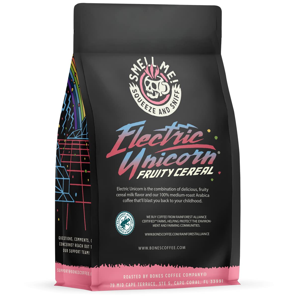 Bones Coffee Company Electric Unicorn Ground Coffee Beans Fruity Cereal With Milk Flavor | 1Low Acid Flavored Coffee, Made With