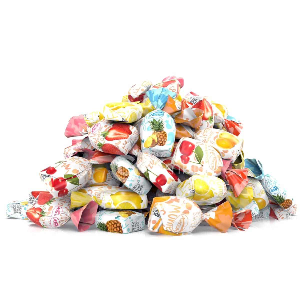 Cambie Arcor Fruit Filled Bon Bon Hard Candy | 2 lb Pack | Soft & Chewy Interior | Flavors: Strawberry, Cherry, Pineapple, Orange, Lemon
