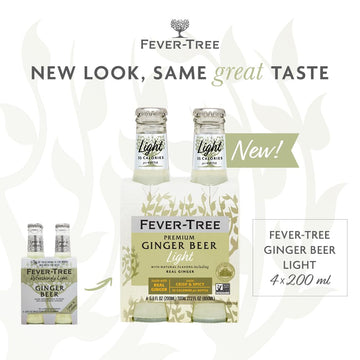 Fever-Tree Light Ginger malt-inspired, Lower in Calories, 6.8 fl oz (Pack of 24), Clear, Model FLGB64G200US-A