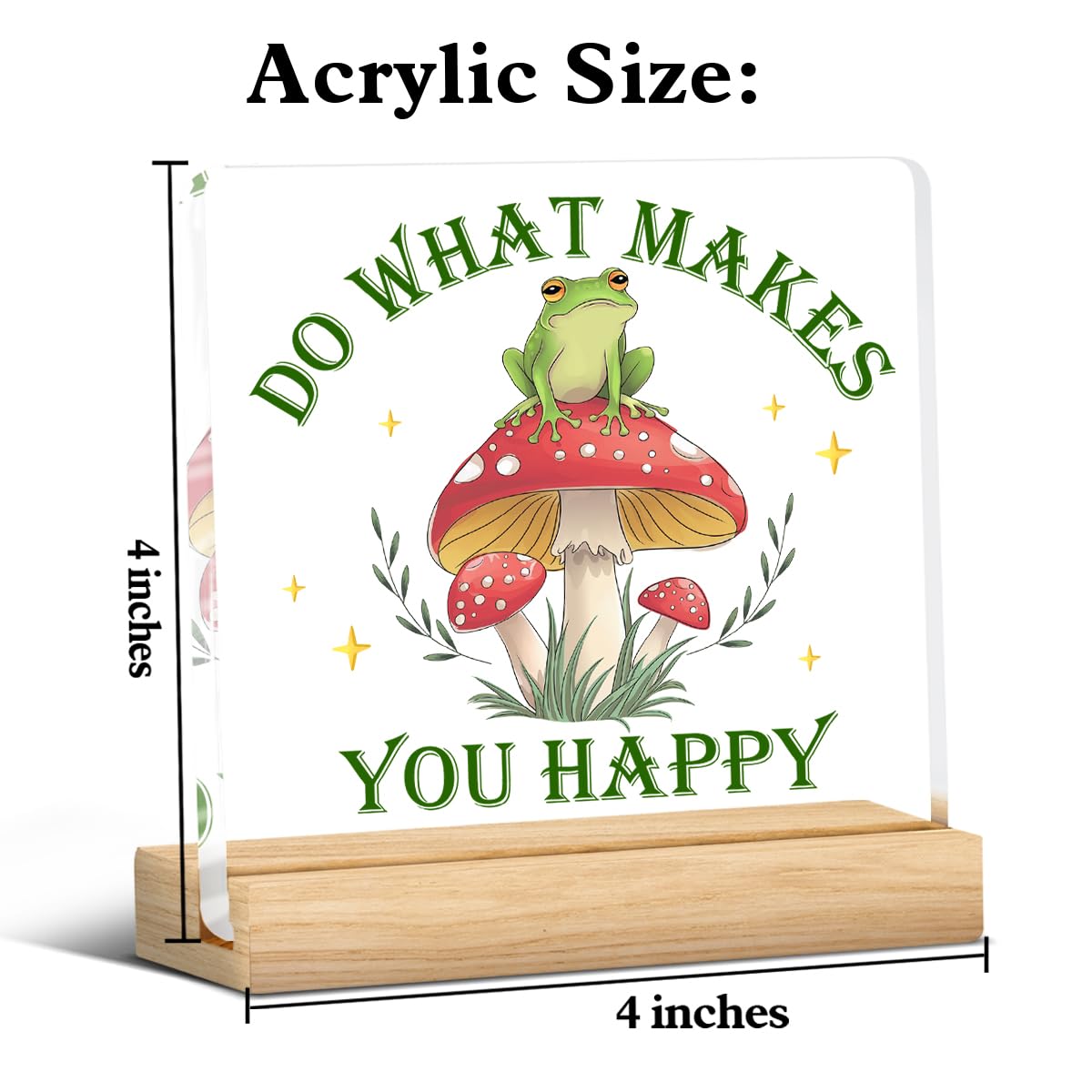 Funny Frog Mushroom Gifts For Women Men, Cute Cottagecore Desk Decor Fun Forest Decoration, Do What Makes You Happy Desk Sign Ac