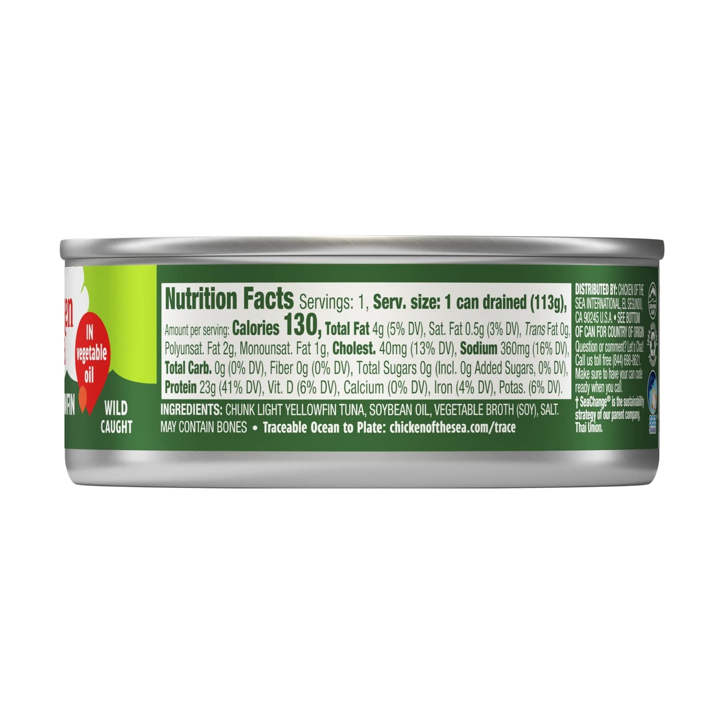 Chicken Of The Sea Chunk Yellowfin Tuna In Vegetable Oil, 5 Ounce Cans (Pack Of 12), Wild Caught Canned Tuna