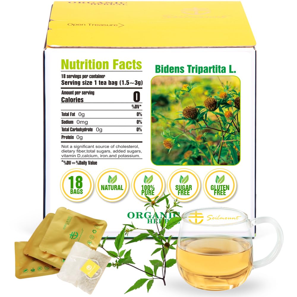 Soilmount Bidens Tripartita Tea - Non-GMO, Caffeine-Free, 18 Bleach-Free Tea Bags