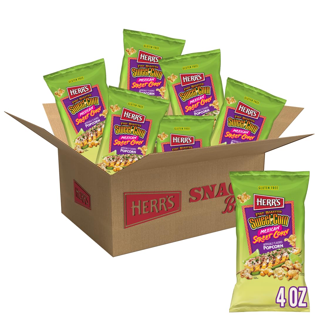 Herr's Fire Roasted Sweet Corn Mexican Street Corn Popcorn 4 Ounce (Pack of 6 Bags) - Flavorful Popcorn with Sweet and Smoky Elo