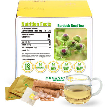 Soilmount Organic Burdock Root Tea - Caffeine-Free Herbal Tea - 18 Individually Wrapped Tea Bags