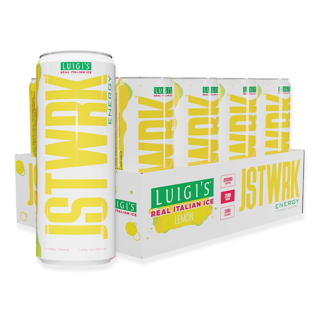 JST WRK Energy Drink - Sugar-Free, Zero Calories, 200mg Caffeine - 12-Pack, 12 Fl Oz - Lemon Flavor